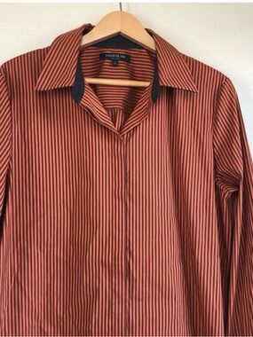 Lafayette 148 New York Striped Button Down Blouse